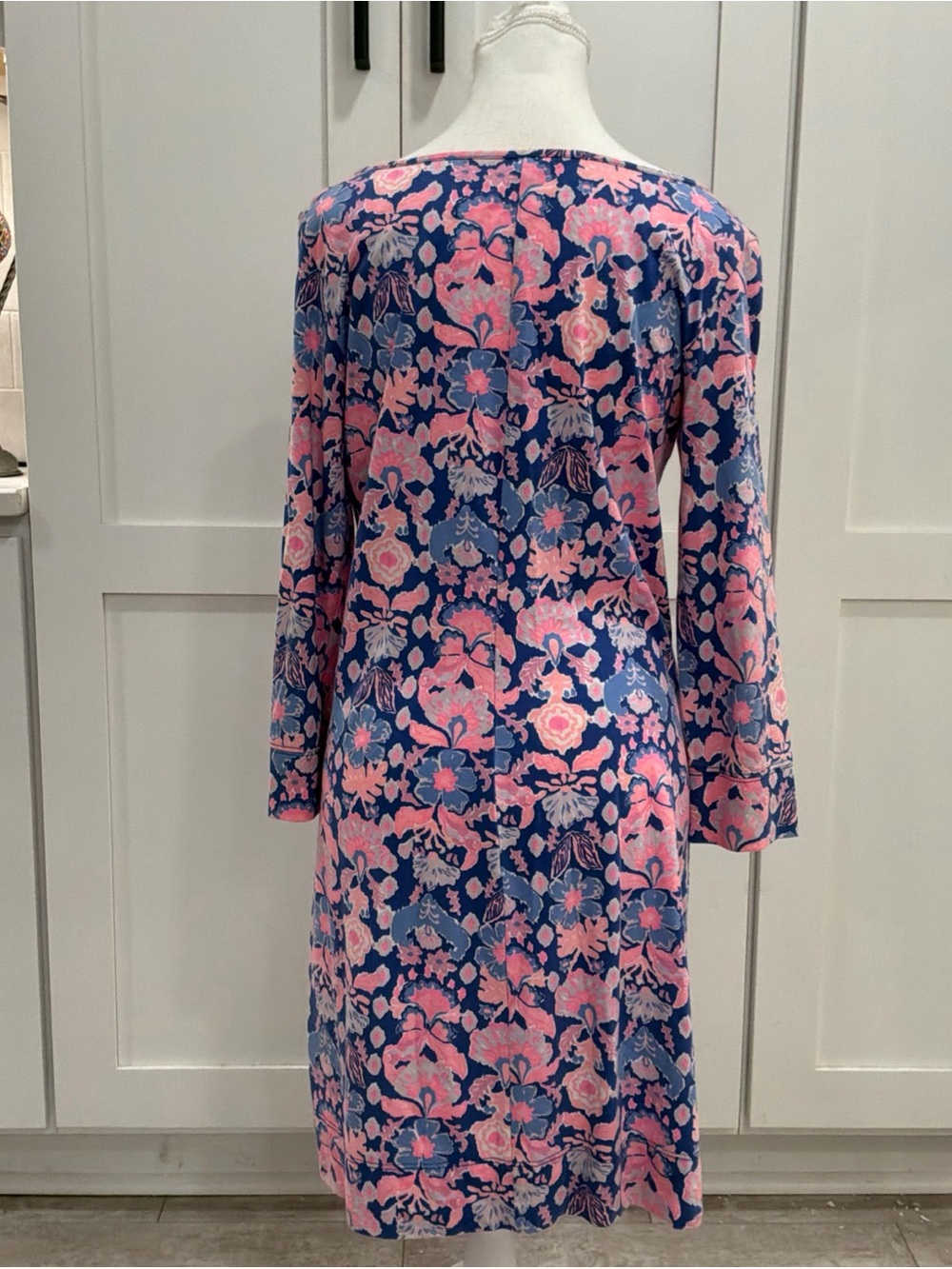Lilly Pulitzer Blue Pink Floral Pima Cotton Tunic Dress 3/4 Sleeve Womens M - Picture 5 of 8